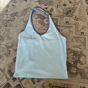 American Eagle Outfitters Blue and Gray Ribbed Top